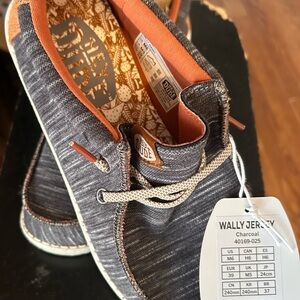 Hey Dude Wally Jersey Slip-On Shoes in Charcoal/Orange